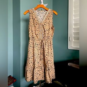 SKUE Floral Print Lace Insert, Ruffle Hem Belted Dress New-Never Been Worn